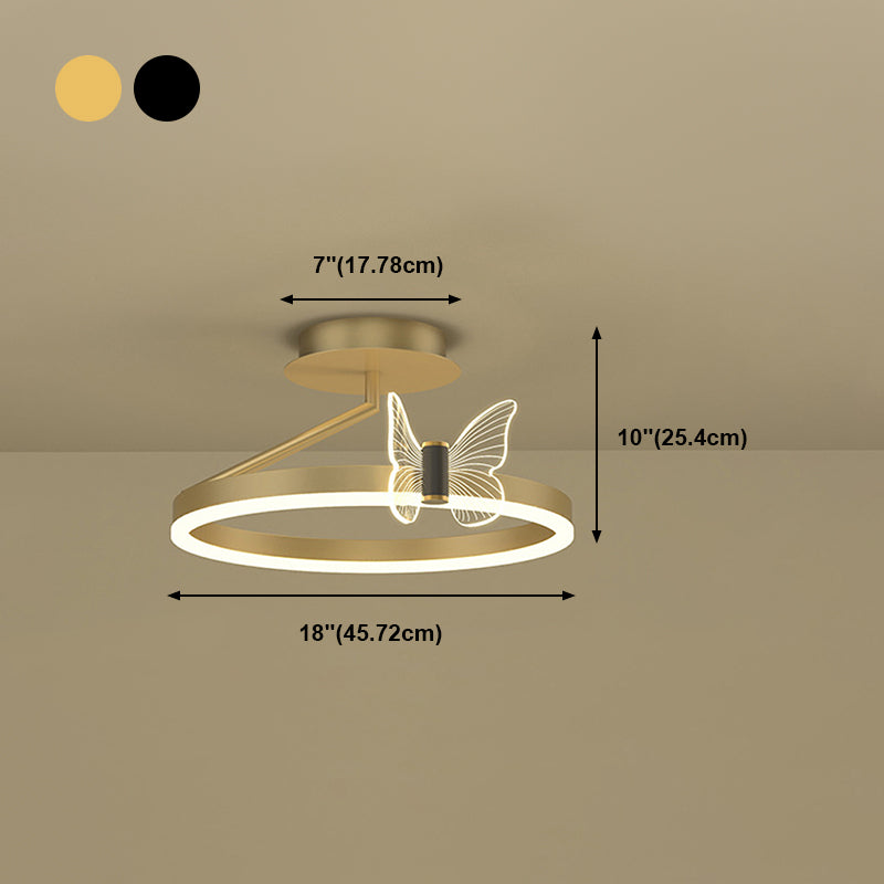 Contemporary Circle Flush Light Fixture Metal 1 Light Flush Mount Ceiling Light