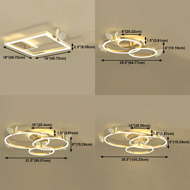 Contemporary Linear Flush Light Fixture Metal Flushmount Lighting in Gold