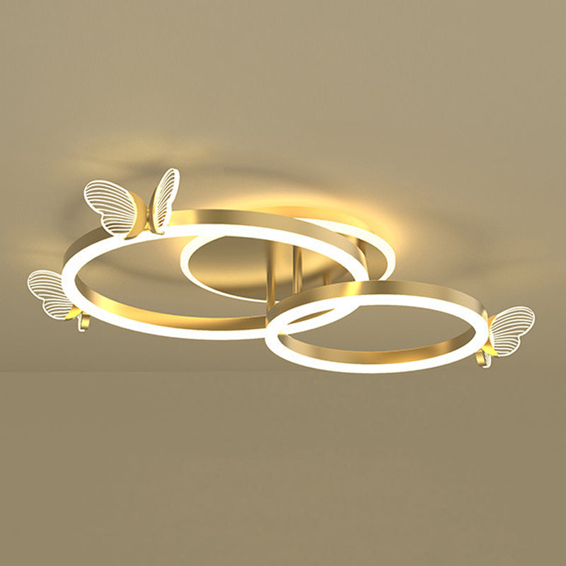 Contemporary Linear Flush Light Fixture Metal Flushmount Lighting in Gold