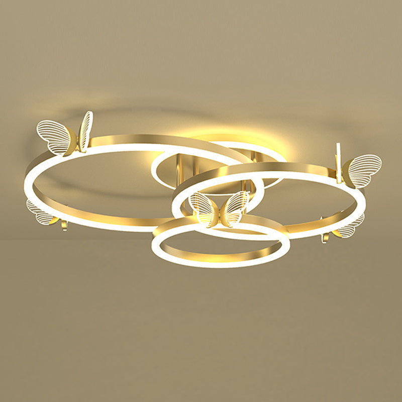 Contemporary Linear Flush Light Fixture Metal Flushmount Lighting in Gold