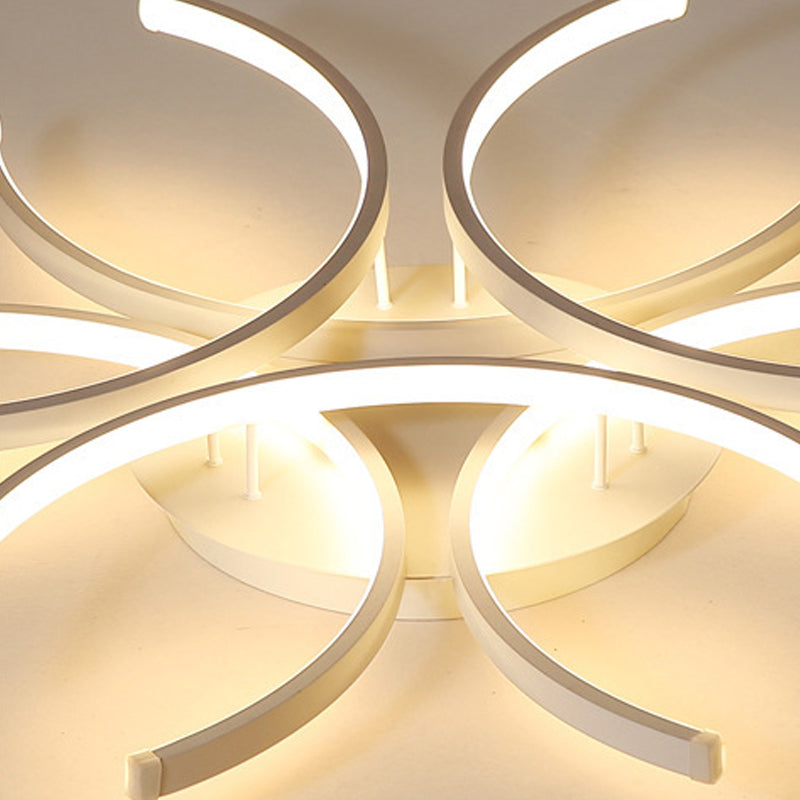 Zeitgenössische Flush -Leuchten linear 6 Leuchtmetall Flush -Brunnenlampen in Weiß