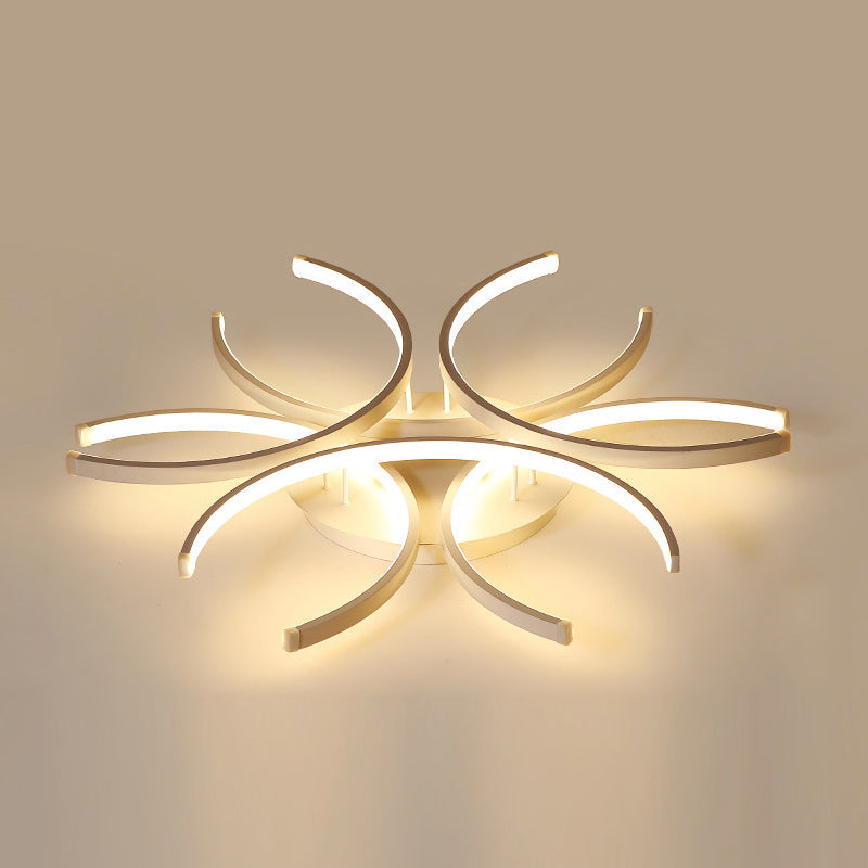 Zeitgenössische Flush -Leuchten linear 6 Leuchtmetall Flush -Brunnenlampen in Weiß