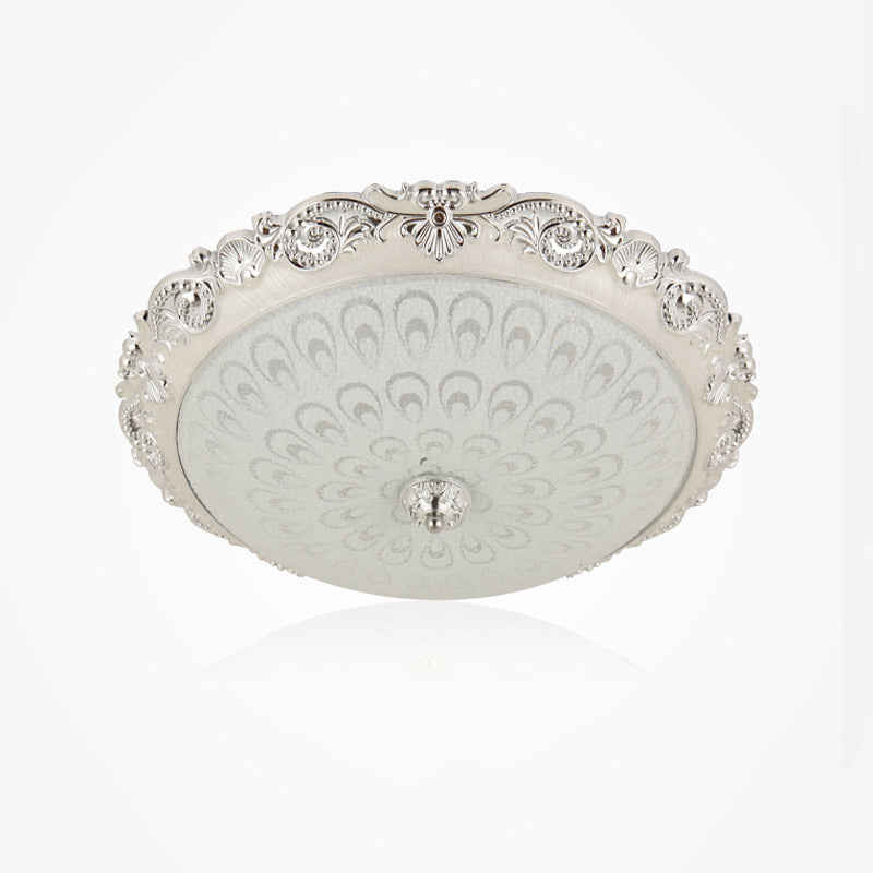 1-Light Bedroom Flush Ceiling Light Traditional Dome Flush Mount Lamp with Glass Shade