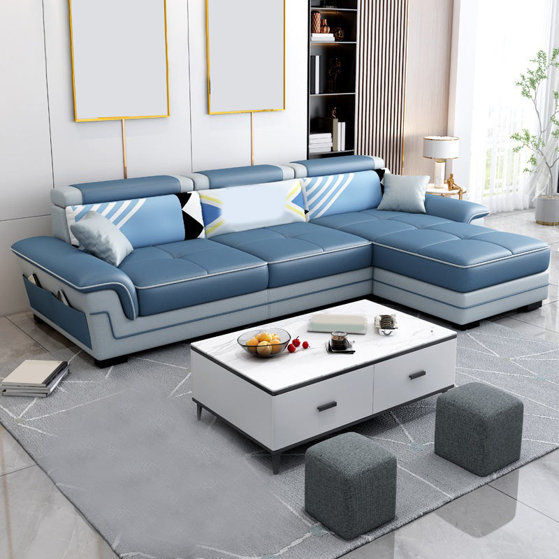 82.68" W √ó 57.09" D √ó 35.43" H High Back Pillow Top Arm Sectional with Slipcovere