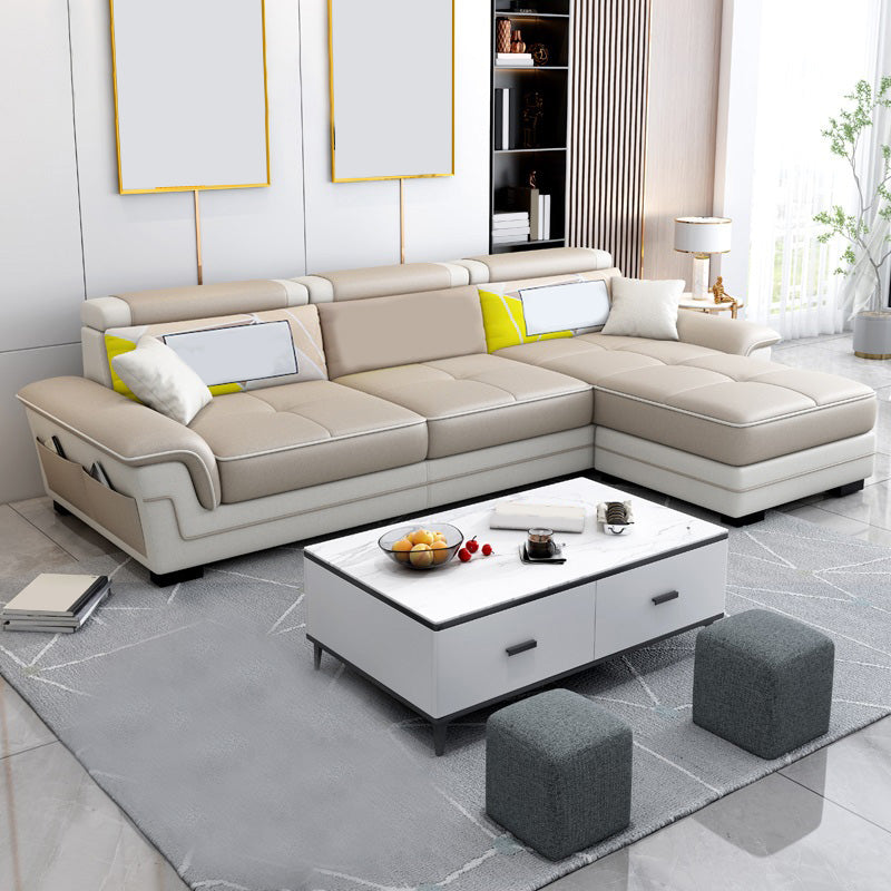 82.68" W √ó 57.09" D √ó 35.43" H High Back Pillow Top Arm Sectional with Slipcovere