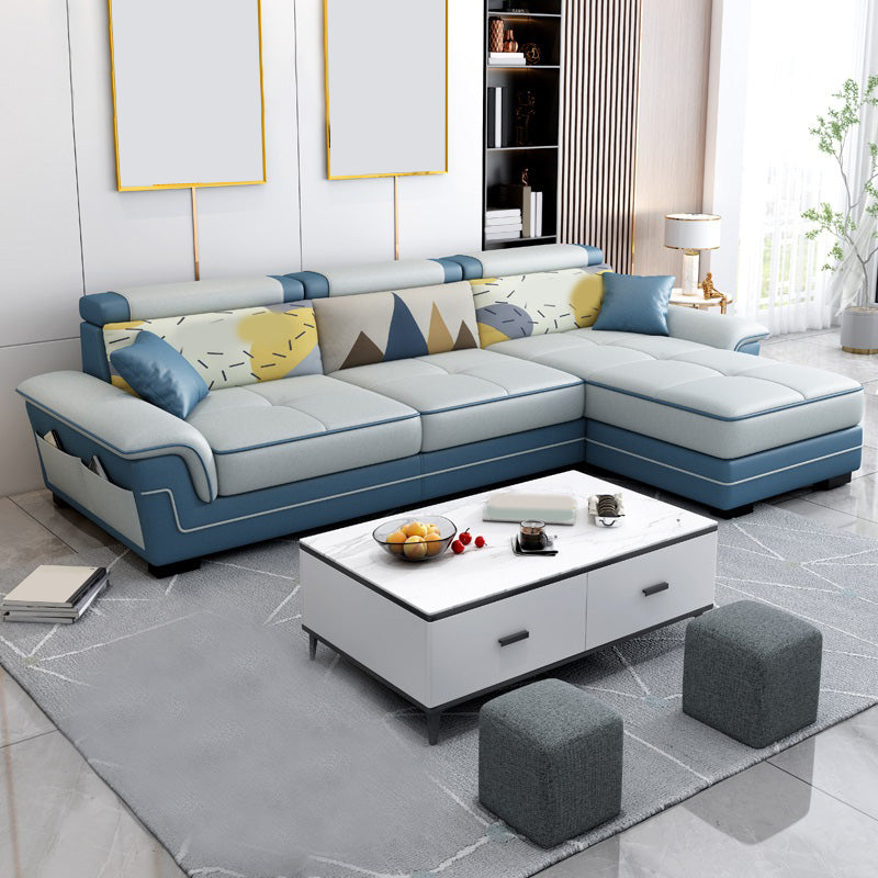 82.68" W √ó 57.09" D √ó 35.43" H High Back Pillow Top Arm Sectional with Slipcovere