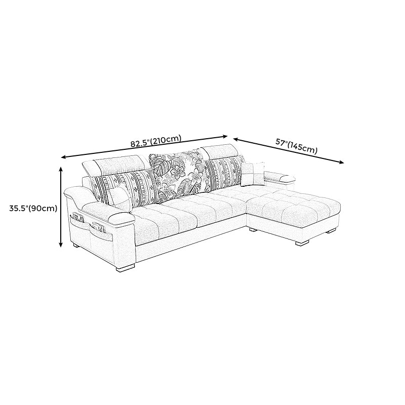 3-Seater L-Shape Right Hand Facing Storage Sectional Sofa with Chaise