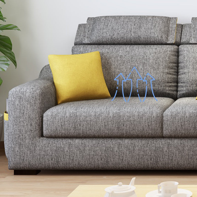 Square Arm Light-grey Cushion Back Modern Living Room Storage Sofa