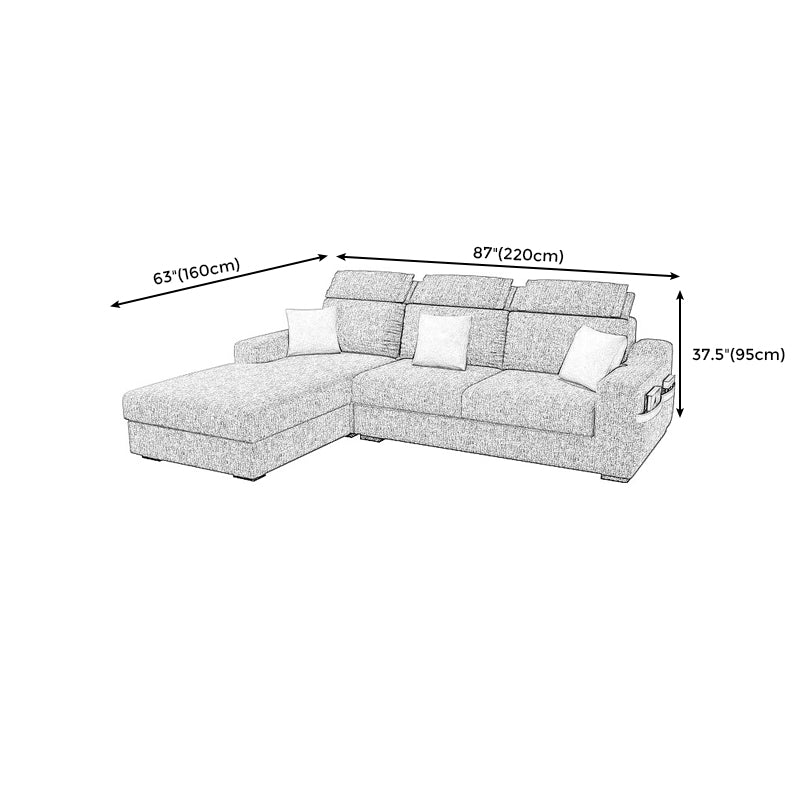 Square Arm Light-grey Cushion Back Modern Living Room Storage Sofa