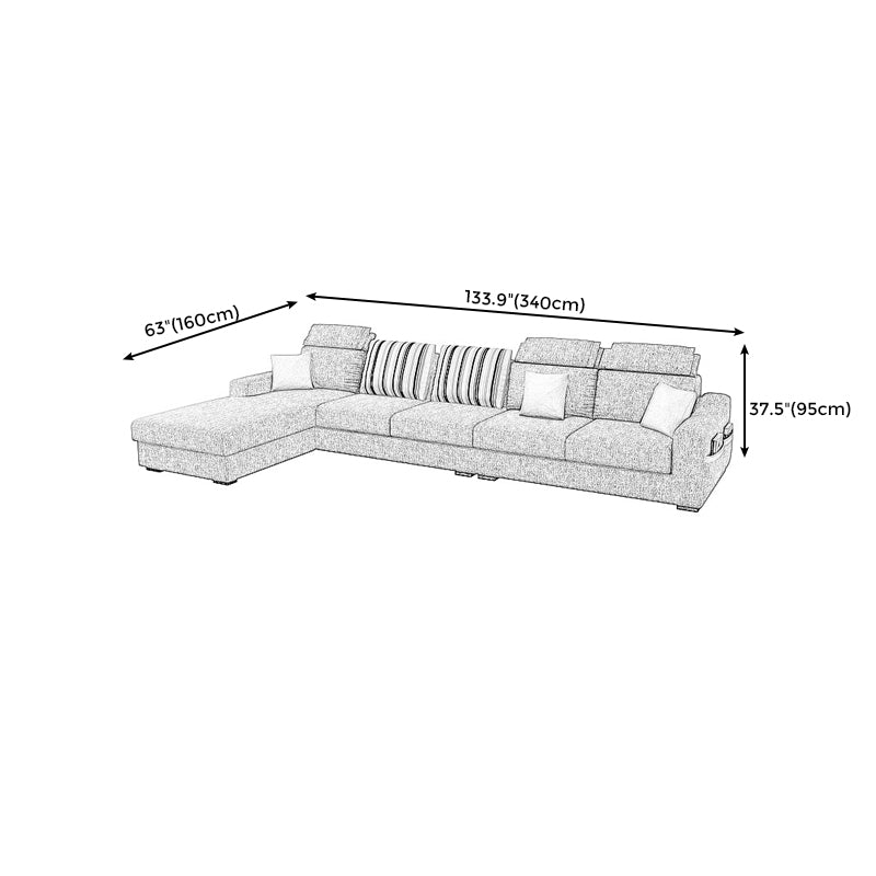 Square Arm Light-grey Cushion Back Modern Living Room Storage Sofa