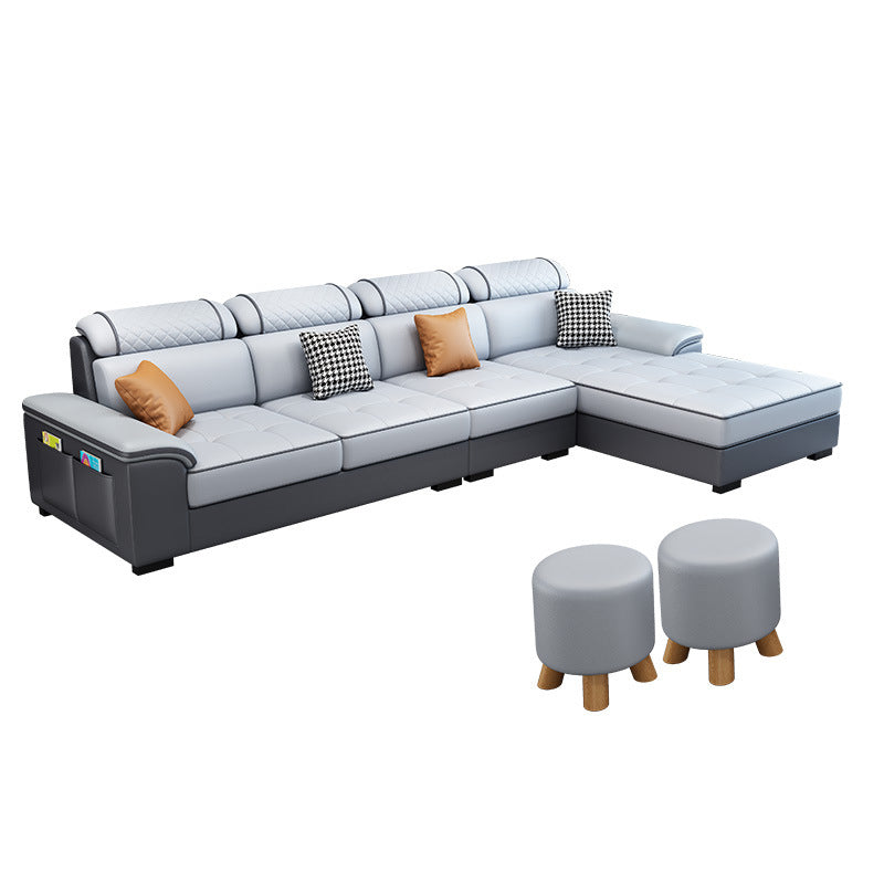 Faux Leather/Fabric Slipcovered Sectionals with Reversible Chaise and Storage