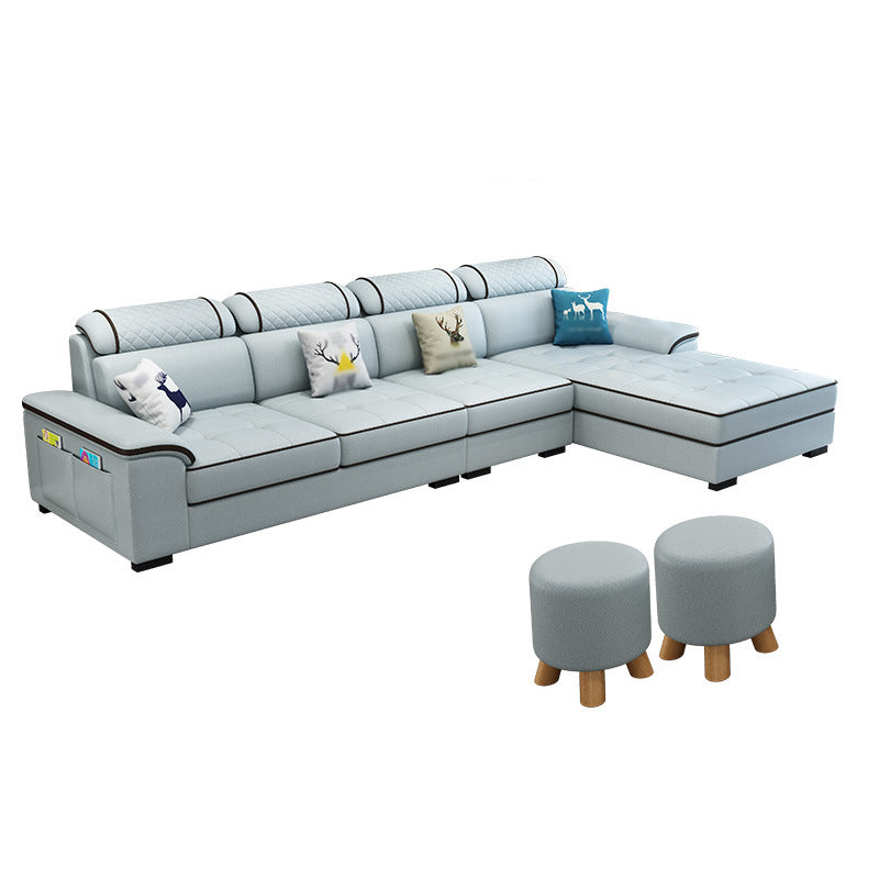 Faux Leather/Fabric Slipcovered Sectionals with Reversible Chaise and Storage