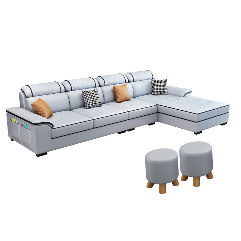 Faux Leather/Fabric Slipcovered Sectionals with Reversible Chaise and Storage