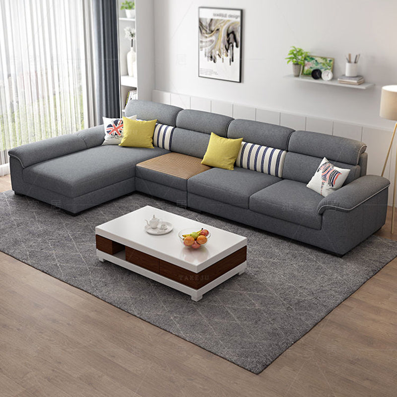 Grey Contemporary Stain-Resistant Living Room L-Shape Right Hand Facing Sofa