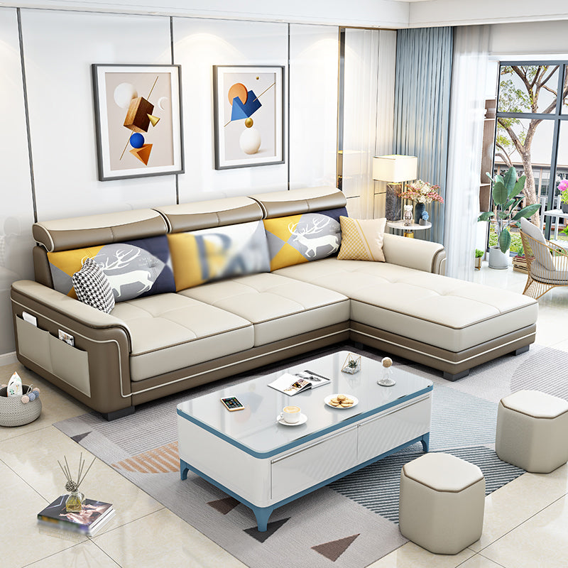 Square Arm L-Shape Right Hand Facing Sectional Sofa with Chaise