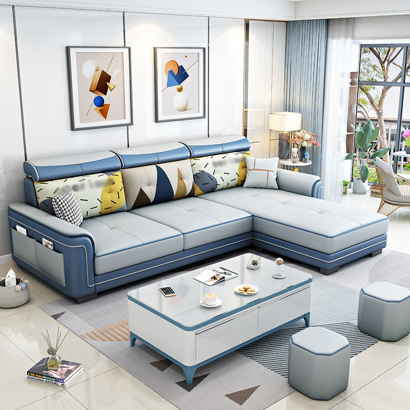 Square Arm L-Shape Right Hand Facing Sectional Sofa with Chaise