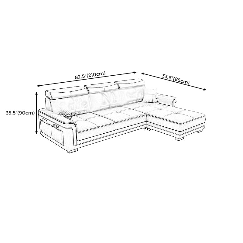 Square Arm L-Shape Right Hand Facing Sectional Sofa with Chaise