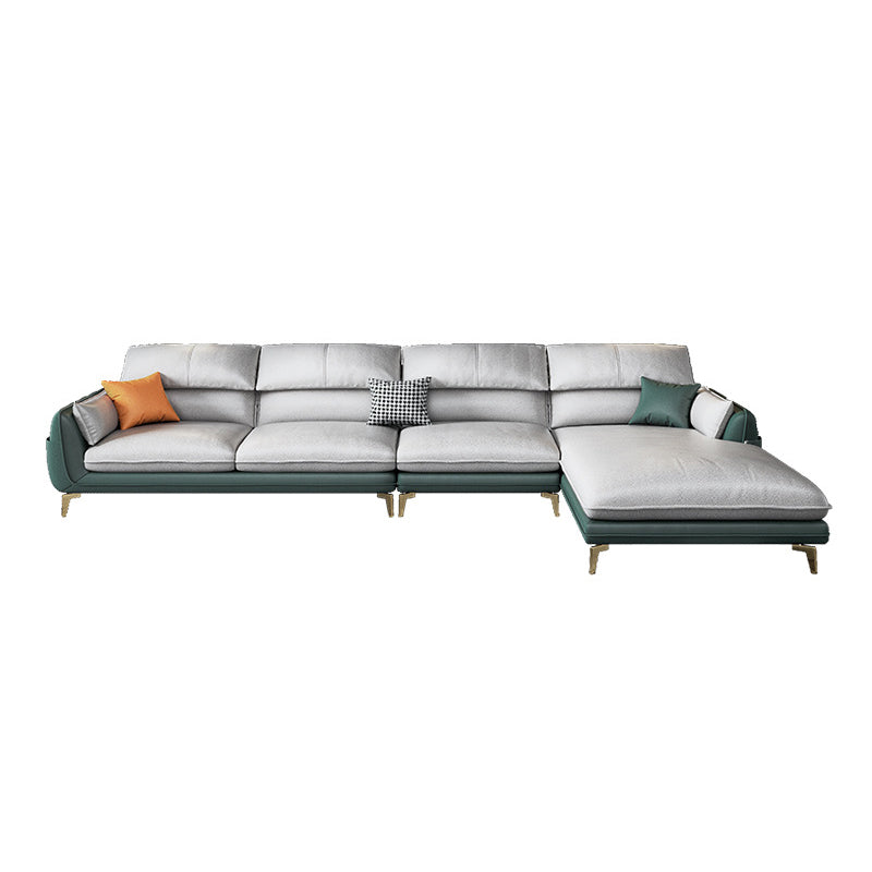 Scandinavian L-Shape Faux Leather Sectional with Storage for Apartment