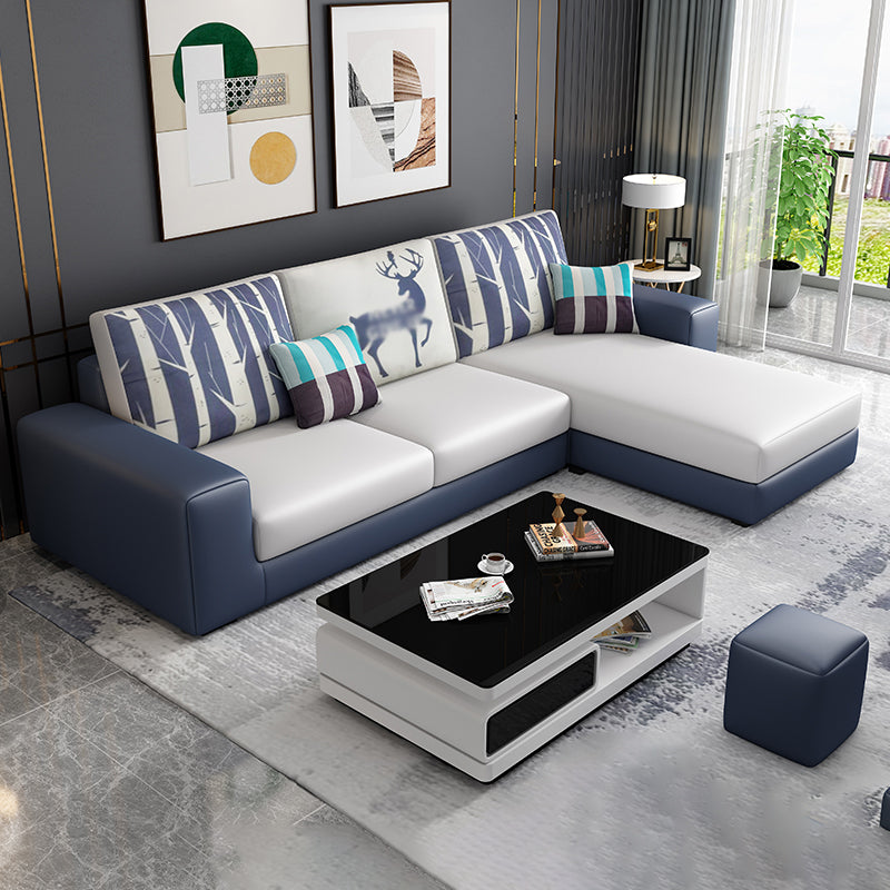 Square Arm Sectionals 27.56"High Removable Cushions Sofa with Ottomans