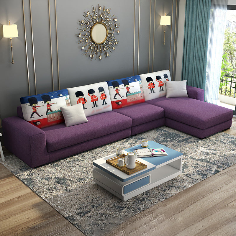 Square Arm Sectionals 27.56"High Removable Cushions Sofa with Ottomans