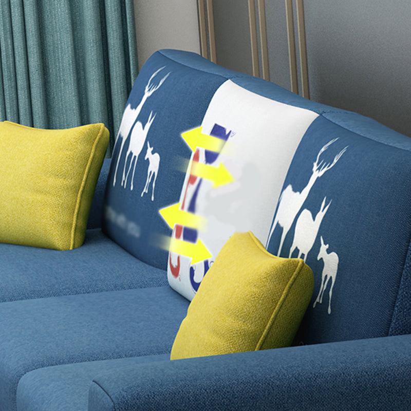 Square Arm Sectionals 27.56"High Removable Cushions Sofa with Ottomans