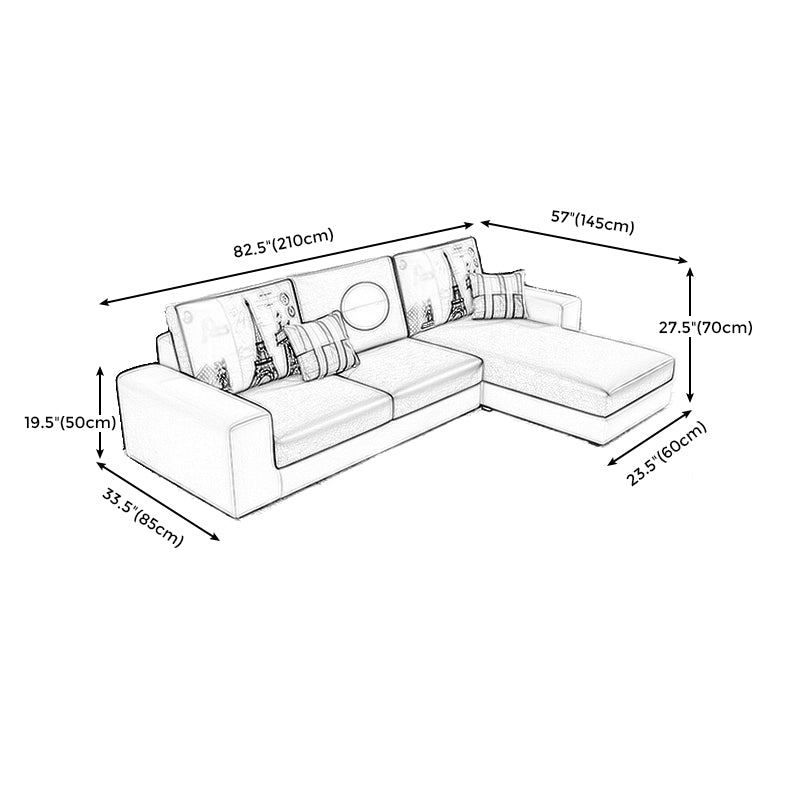 Removable Cushions Sectionals 27.56"High Square Arm Sectionals with Chaise