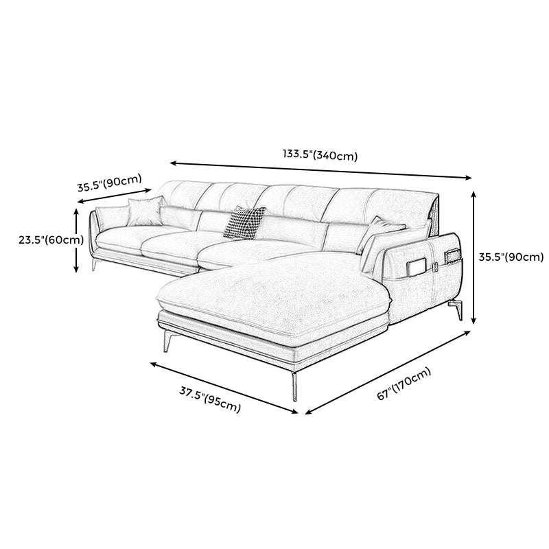 Scandinavian Faux Leather L-Shape Sectional with Storage for Living Room