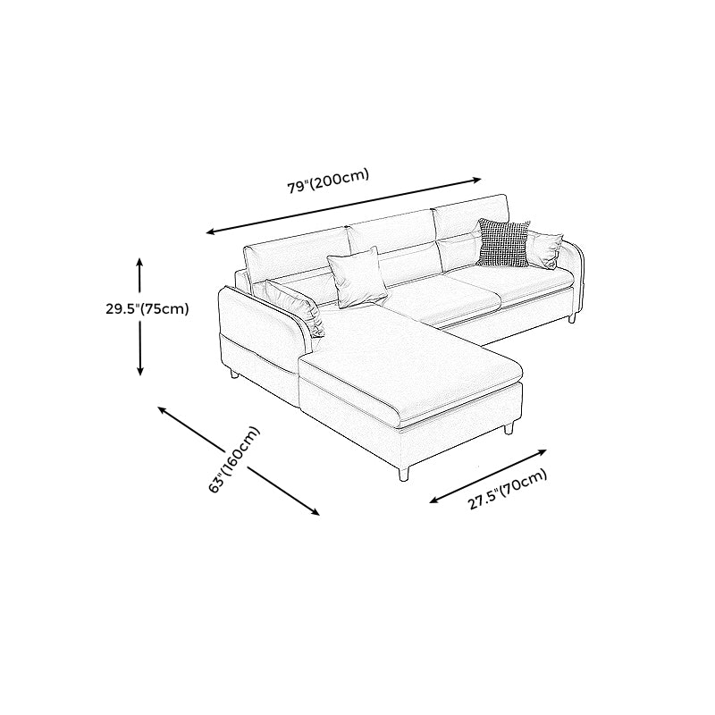 Stain Resistan Faux Leather Square Arm Sectional with Pillowed Back Cushions for Apartment