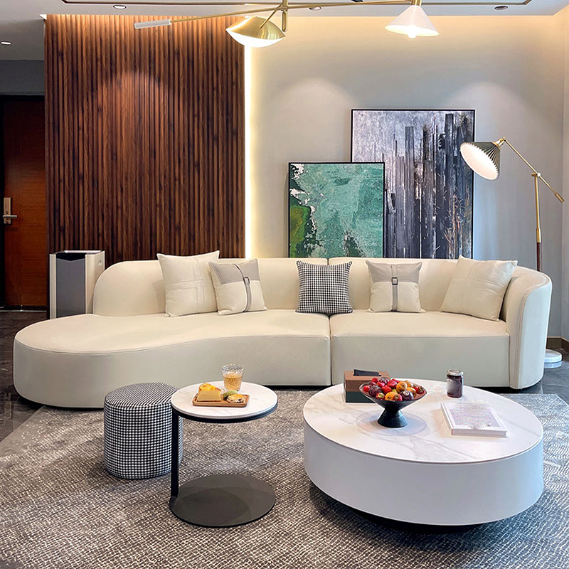 Faux Leather Pillow Top Arm Sofa/Sectional Pillowed Back Cushions, Stain-Resistant