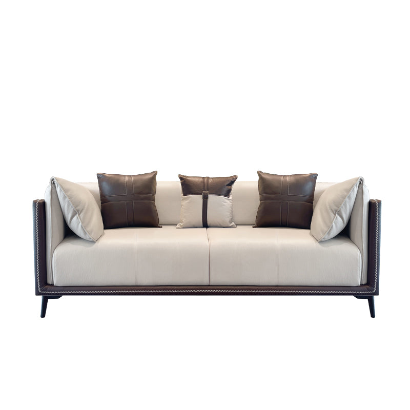 Modern Faux Leather Pillow Top Arm Sofa/Sectional Pillowed Back Cushions for Living Room