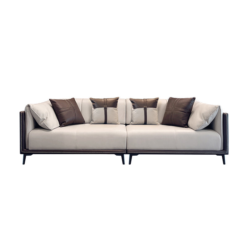 Modern Faux Leather Pillow Top Arm Sofa/Sectional Pillowed Back Cushions for Living Room