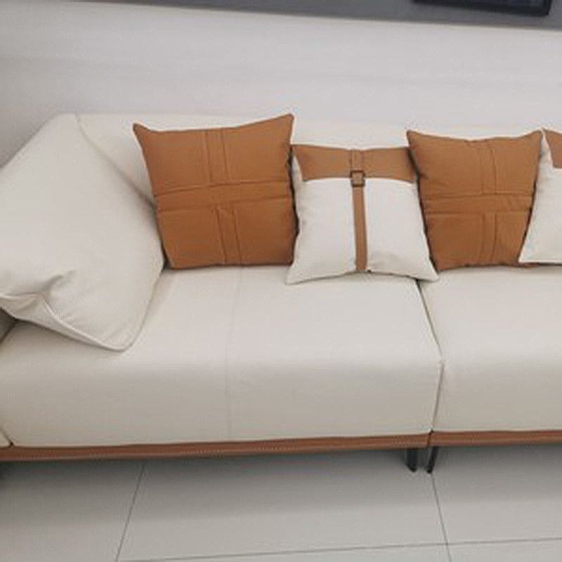 Modern Faux Leather Pillow Top Arm Sofa/Sectional Pillowed Back Cushions for Living Room