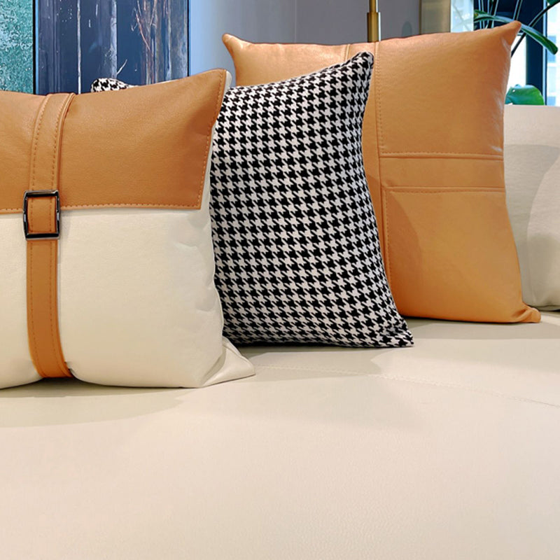 Modern Faux Leather Pillow Top Arm Sofa/Sectional Pillowed Back Cushions for Living Room