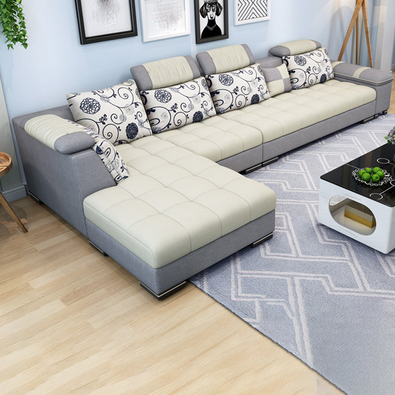 Adjustable 135.82" D x 70.86" W x 33.46" H Pillow Top Arm Sectional Pillowed Back Cushions