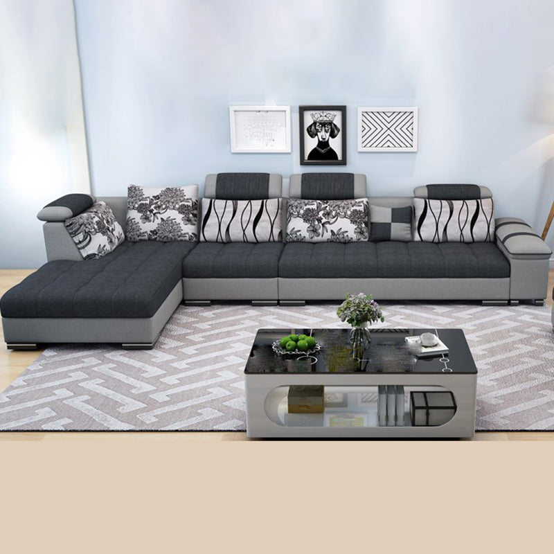 Adjustable 135.82" D x 70.86" W x 33.46" H Pillow Top Arm Sectional Pillowed Back Cushions