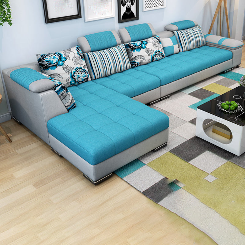 Adjustable 135.82" D x 70.86" W x 33.46" H Pillow Top Arm Sectional Pillowed Back Cushions