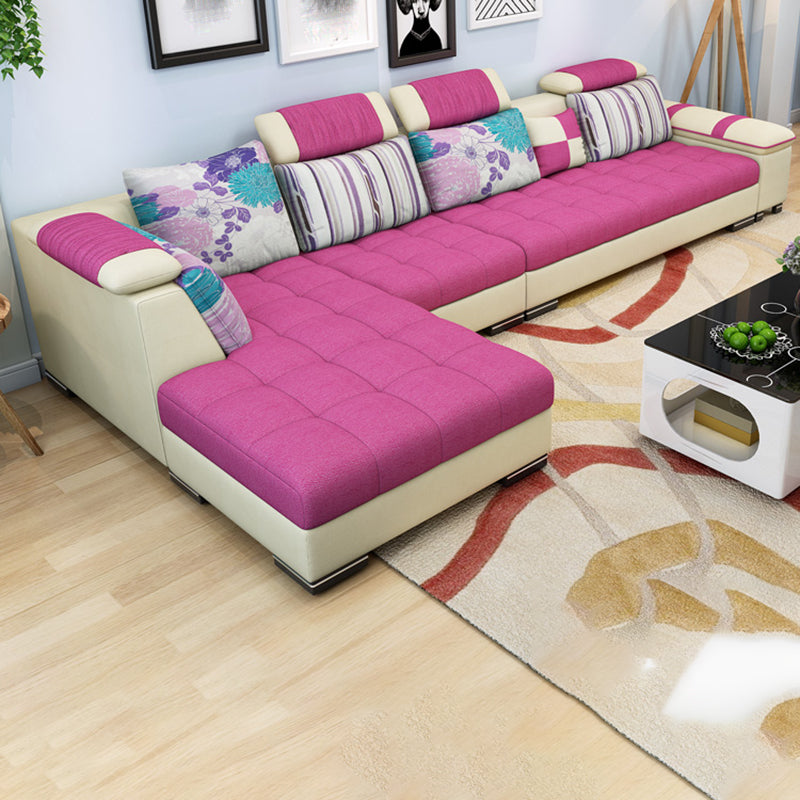 Adjustable 135.82" D x 70.86" W x 33.46" H Pillow Top Arm Sectional Pillowed Back Cushions