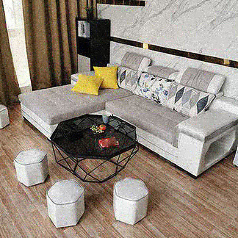 Light-grey Pillow Top Arm Sectional Pillowed Back Cushions, Adjustable