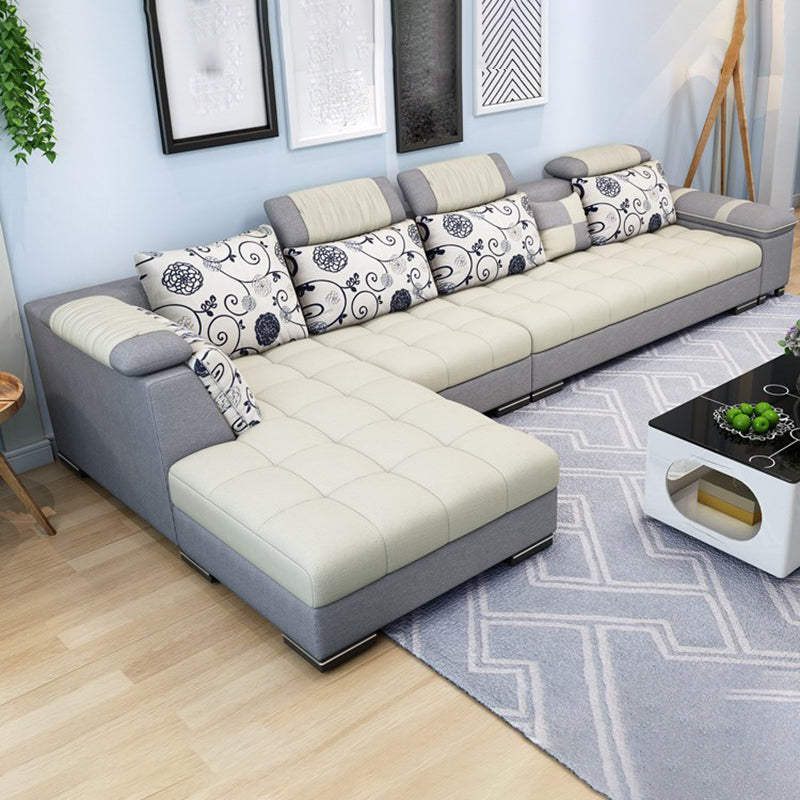 135.82" D x 70.86" W x 33.46" H Pillow Top Arm Sectional Adjustable Pillowed Back Cushions