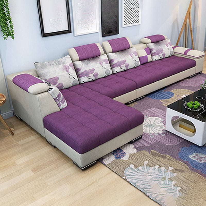 135.82" D x 70.86" W x 33.46" H Pillow Top Arm Sectional Adjustable Pillowed Back Cushions