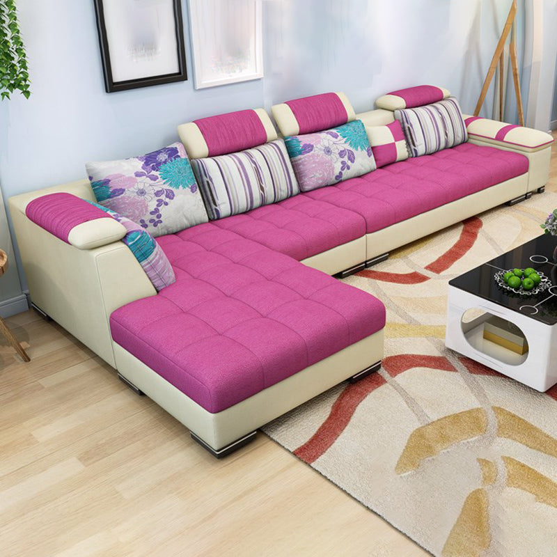 135.82" D x 70.86" W x 33.46" H Pillow Top Arm Sectional Adjustable Pillowed Back Cushions