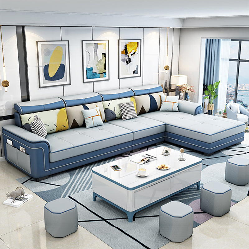 Modern Slipcovered L-Shape Sectional with Storage for Four People