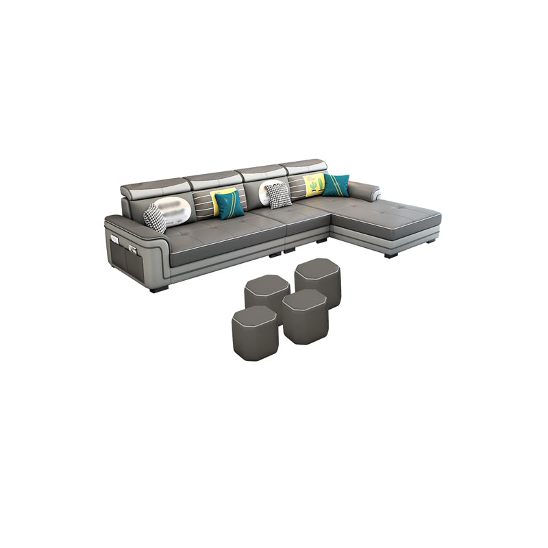 Modern Slipcovered L-Shape Sectional with Storage for Four People