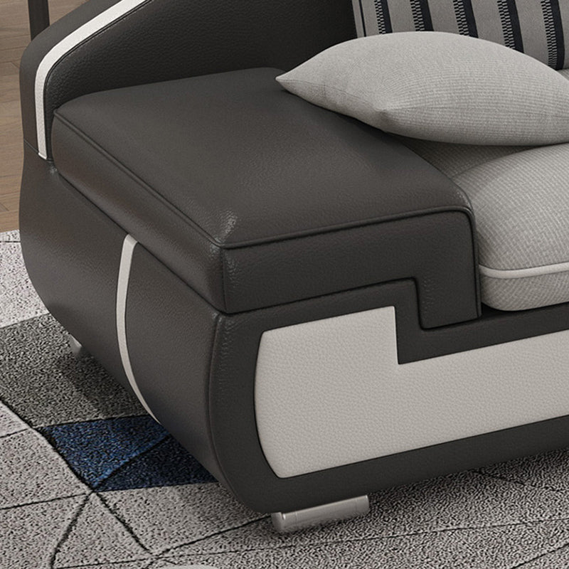 4-seater Recessed Arm Pillowed Back Cushions Sectional Sofa with Chaise