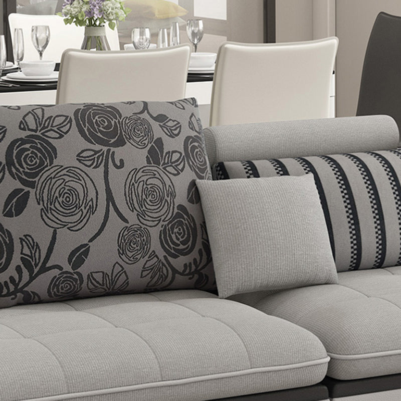 4-seater Recessed Arm Pillowed Back Cushions Sectional Sofa with Chaise