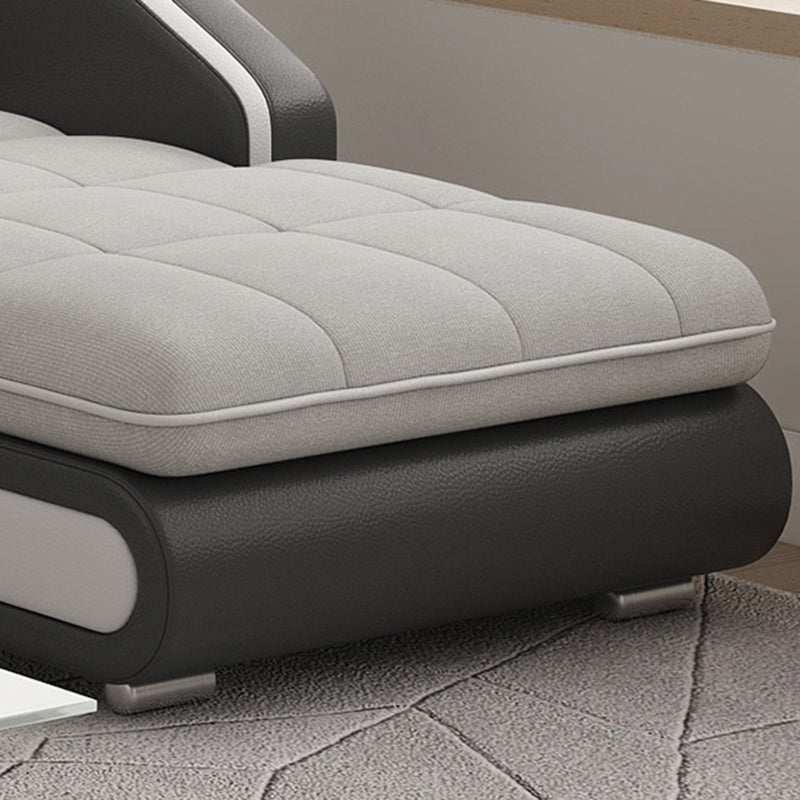 4-seater Recessed Arm Pillowed Back Cushions Sectional Sofa with Chaise