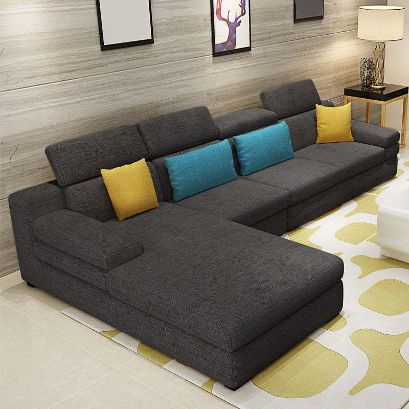 Contemporary High Back Sectionals 35.43"High 5-Seat Square Arm Sofa for Apartment