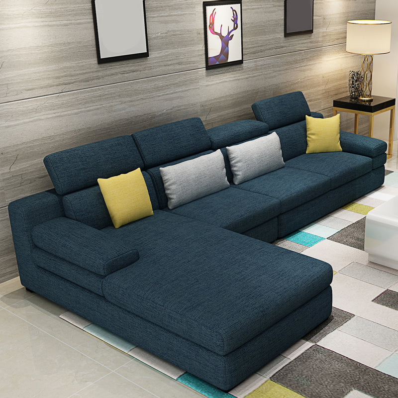 Contemporary High Back Sectionals 35.43"High 5-Seat Square Arm Sofa for Apartment