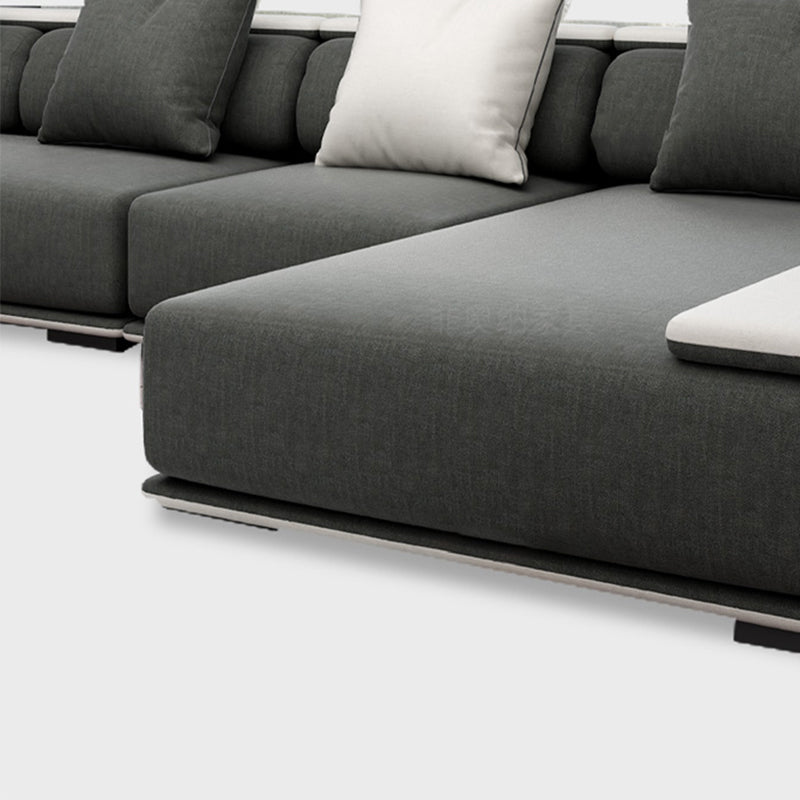 70.87"W Contemporary Square Arm Sectionals with Pillowed Back Cushions