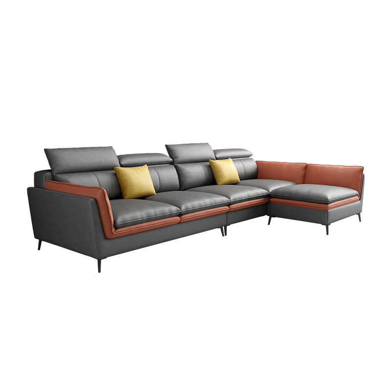 133.86" W √ó 70.87" D √ó 37.40" H L-Shape Faux Leather High Back Flared Arm Sectional